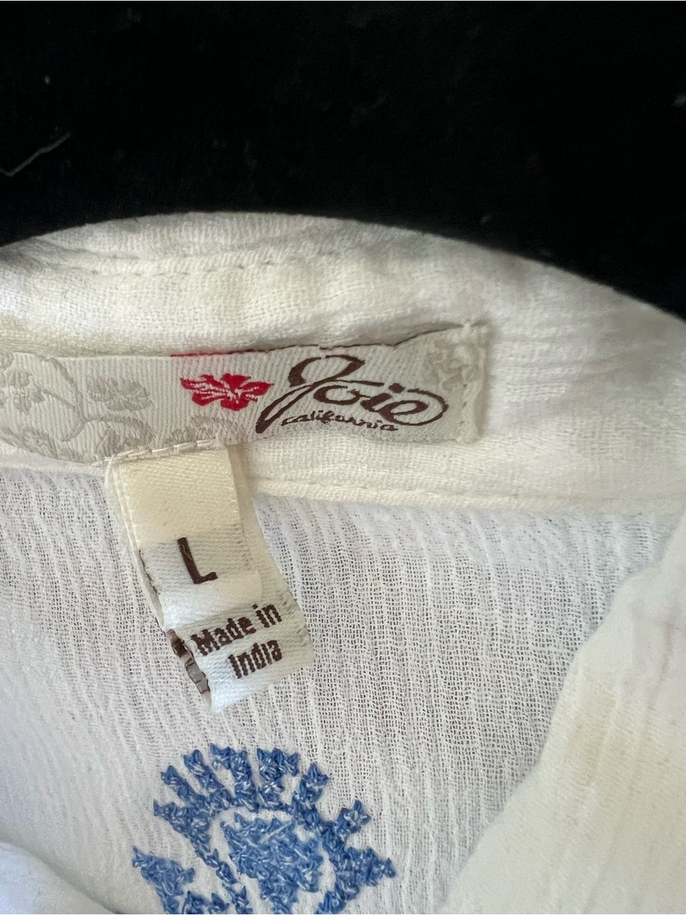 Joie White Shirt Dress with Blue Embroidered Stripes - Picture 6 of 6